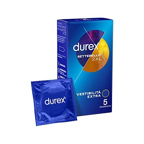 Durex Settebello 2XL Preservativi Extra Large e Extra Lunghi, 5 profilattici