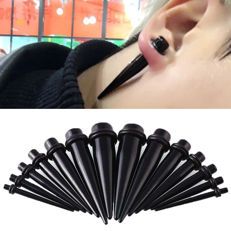 Single BLACK Ear Taper Plug Stretcher Expander Gauge One Piece
