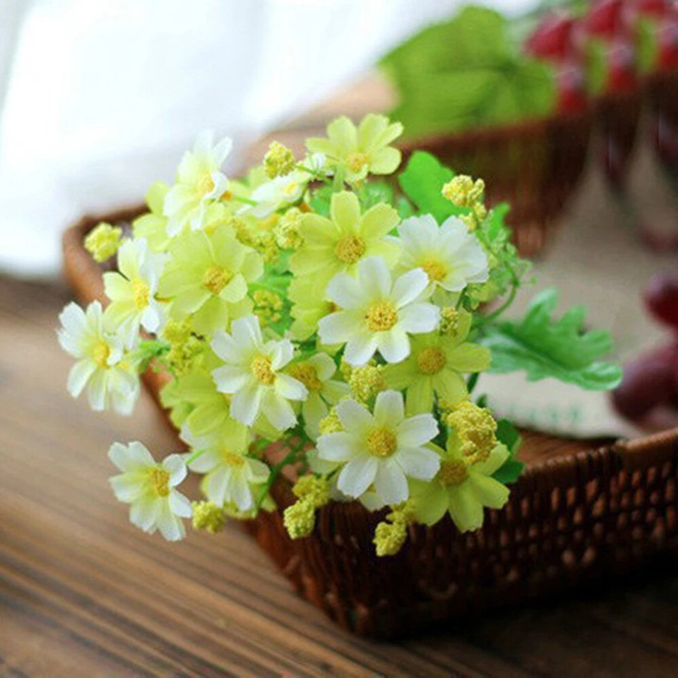 Flor de plástico flor artificial margaritas falsas flor seda 28 cabezas Foto 2 de 4