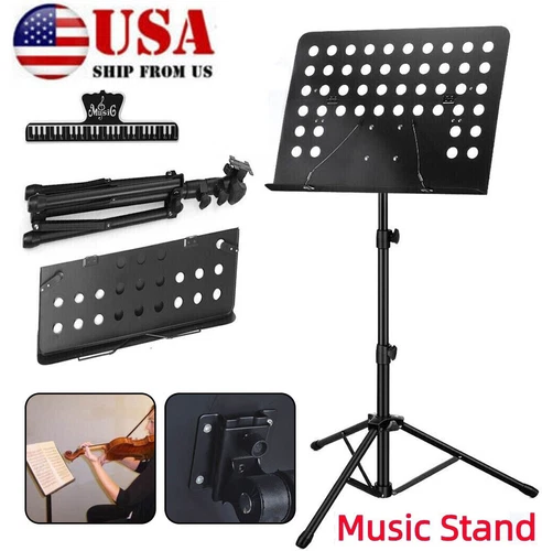 Heavy Duty Orchestral Music Stand Adjustable Sheet Stand Portable Tripod Base US