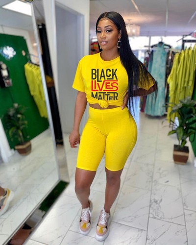 Womens Casual 2PC SET Summer T-Shirt Shorts BLACK LIVES MATTER Outfit PLUS  S-3XL | eBay
