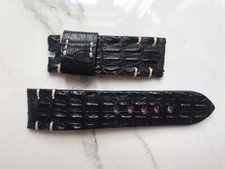 Size 25/22 Black Genuine Croc Leather Skin Watch Strap Band, Wristband