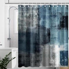 Blue Grey Abstract Art Painting Shower Curtain Modern Bathtub 72x72 inch