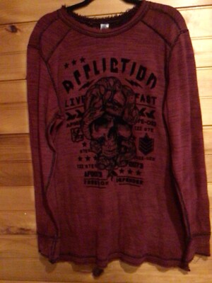 Affliction Freedom Defender Live Fast Long Sleeve Shirt Men's XL Death Skull New