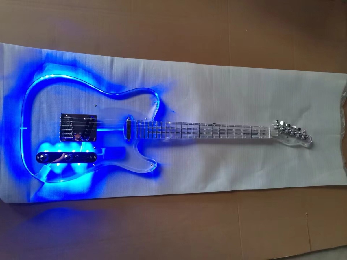 6 String Acrylic electric TL guitar blue LED Light | eBay