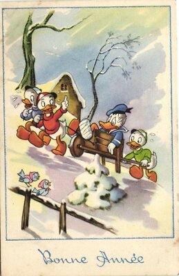 PC Disney, Donald Duck, Huey, Dewey und Louie Duck, Vintage Postkarte (b28671)
