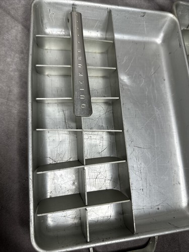 2 Double Ice Tray Quick Release Cube Vintage 1950s Frigidaire Quickube Aluminum - Picture 5 of 9