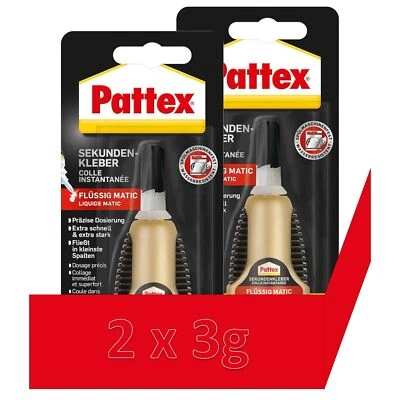 Sekundenkleber Matic Flüssig Pattex schnellkleber Alleskleber Wasserfest 2 x 3g