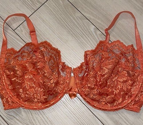 Vintage Victorias Secret Gold Label Lace Bra Underwire Womens 36D Orange - Picture 3 of 7