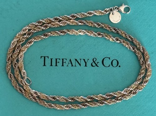 Tiffany & Co. Seil Halskette 18" Halskette Sterlingsilber 925 & 18k Gold