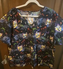 DISNEY Nightmare Before Christmas HALLOWEEN Scrub Top Women's Size 3XL