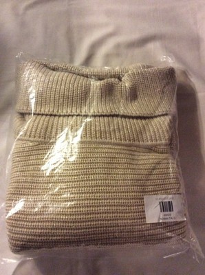 Women s Sweater Size Small Cowl Neck Cream W/Gold Lurex Thread Side Zippers NEW