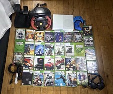 Microsoft Xbox One S 1TB White Bundle 2 Controllers 32x Games+Headset +Wheel set