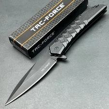 TAC-FORCE Assisted Opening Black Blade Folding Flipper EDC Pocket Knife