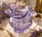 Fenton Lavender Ruffled Glass Rose Bowl Vase 4” Vintage