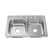 Glacier Bay 33 Drop-In 50/50 Double Bowl 22 Gauge Stainless Steel Kitchen Sink