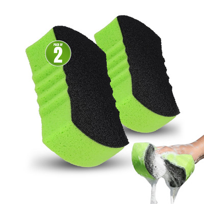 Grip Clean Dual Texture Car Wash Sponge - Multi Purpose Bug Foam Cleaner, 2 Pack