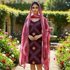 Sushila Vintage Pink Dupatta Georgette Silk Blend Hand Beaded Long Stole Scarves