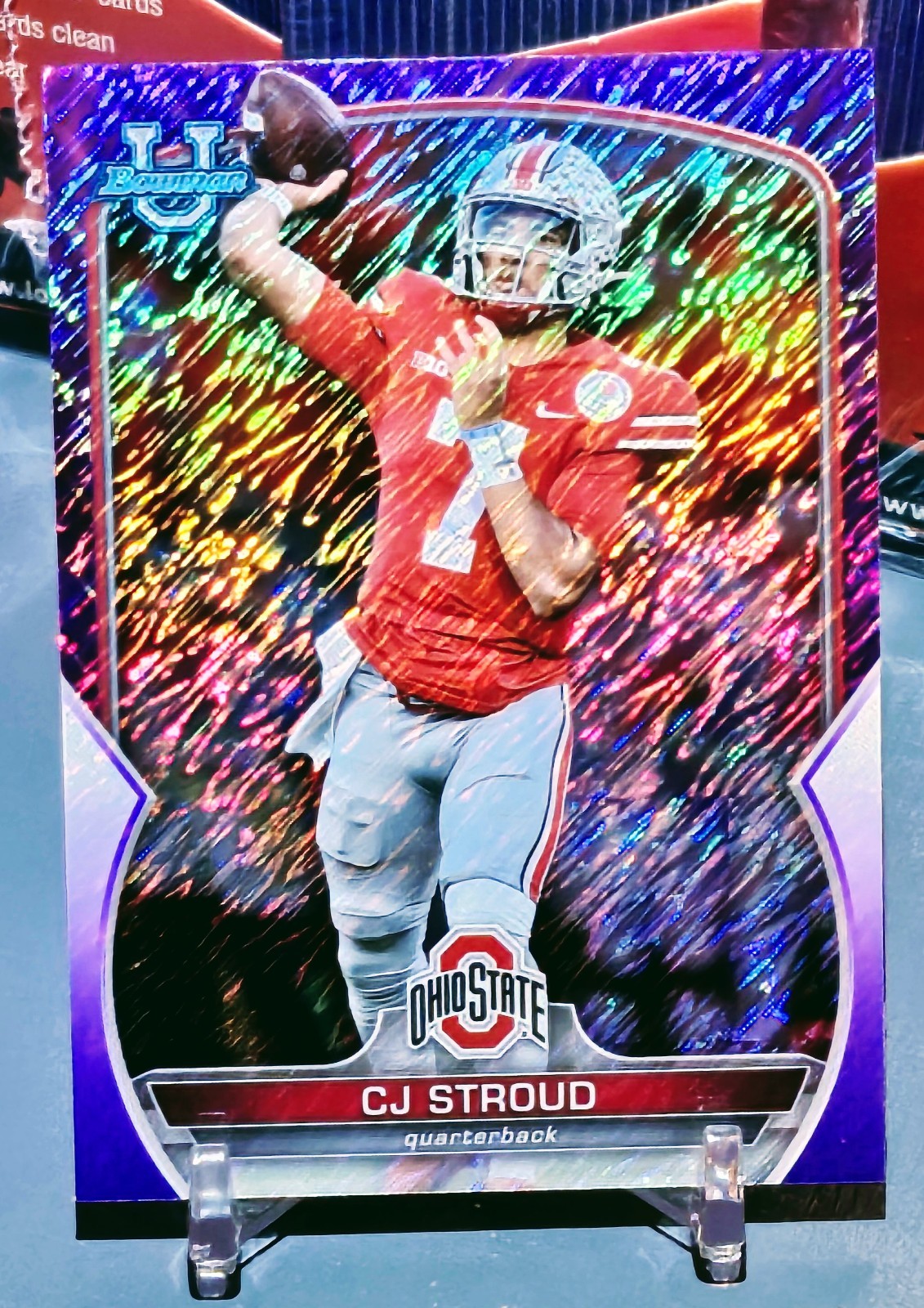 2022 Bowman U Chrome CJ Stroud Shimmer Purple Refractor Case Hit 💥Rc SP #100