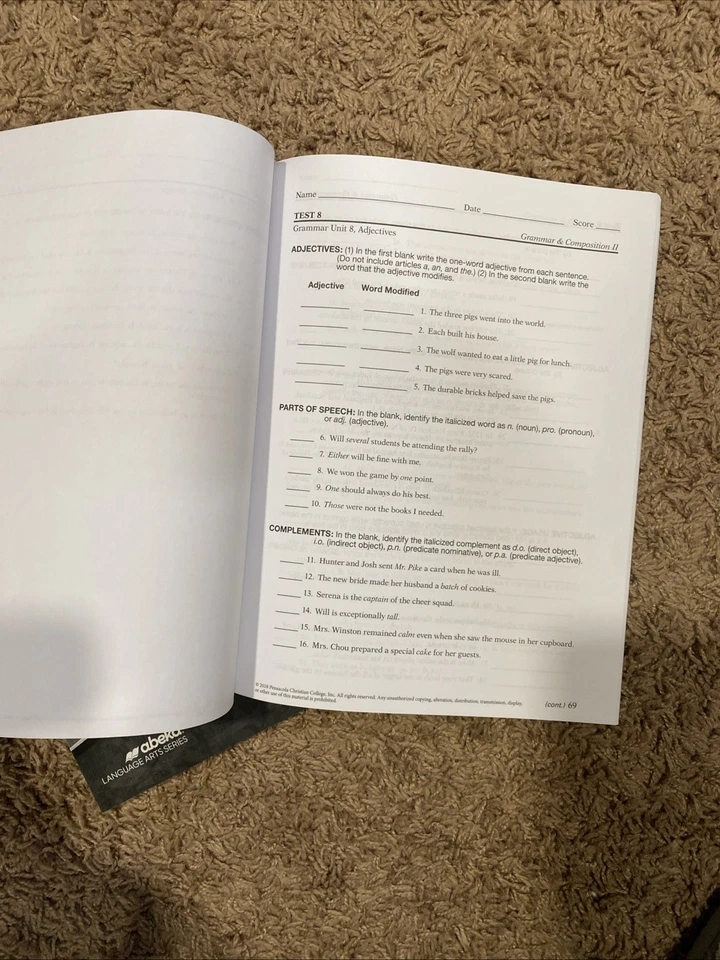 Grammar 2 Abeka Student Book And Answer Key Quizzes /tests - Image 3 of 3