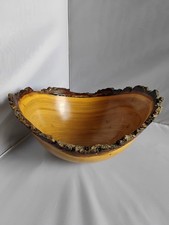 Large Oval Burl wood Bowl signed Bruce Gibson American Elm