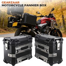 38L+38L Motorcycle Pannier Box Side Saddle Bag Luggage Case Aluminum Alloy Black