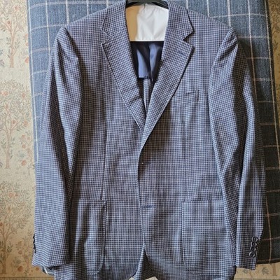 Canali 1934 Recent Blue 100% Wool Houndstooth Two Button Blazer SZ 42R