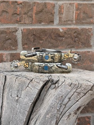 Handmade Custom Engraved Spurs with Engraved Decoration men us border patrol