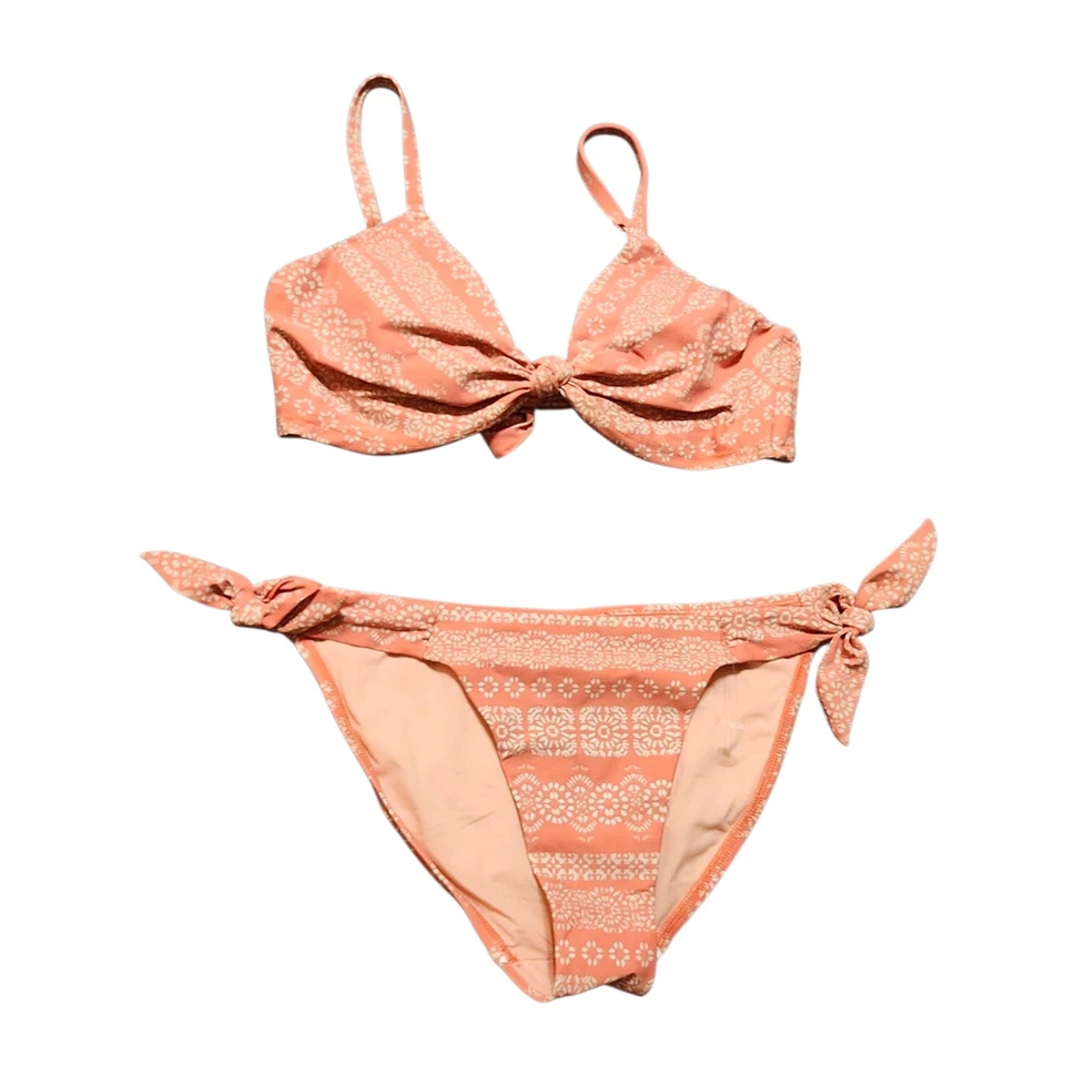 Conjunto de bikini mediano Robin Piccone coral naranja blanco estampado floral traje de baño Foto 4 de 4