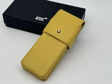 MONTBLANC YELLOW LEATHER LEGRAND FLIP FLAP 3 PEN POUCH NEW 100% GENUINE ~$495