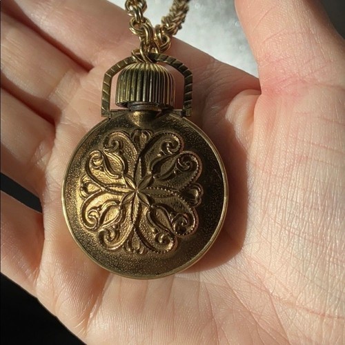 Collana bottiglia profumo lunga orologio reversibile Avon vintage - Foto 3 di 7