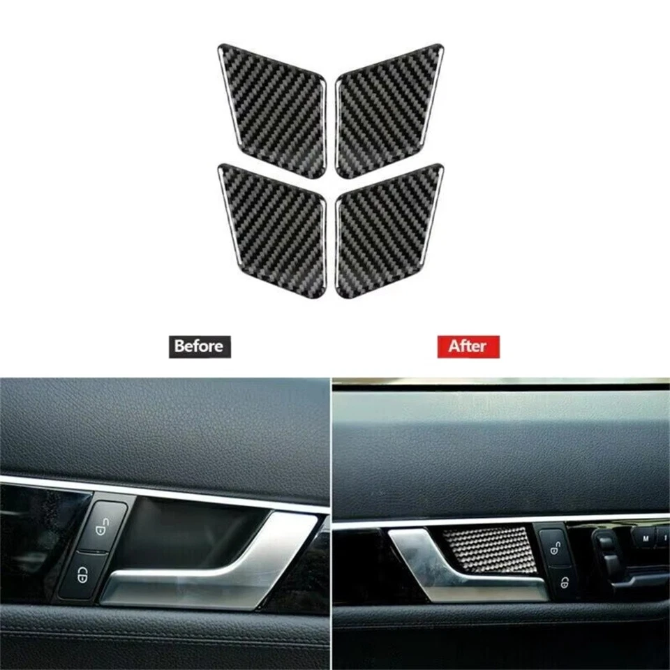 Embellecedores interiores de coche de fibra de carbono para Mercedes Benz W204 Clase C C250 300 C350 C63 Foto 3 de 4
