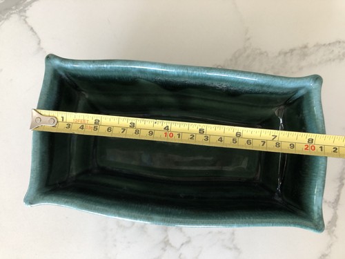 Hull Pottery Made In USA Green Drip Rectangular Planter F82 - Picture 2 of 5