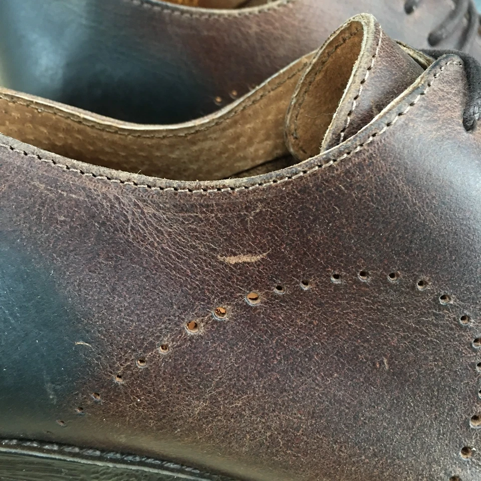 Robert Wayne Dress Shoes Mens 9 D Oxford Brown Black Leather Lace-Up Cap Toe - Image 4 of 4