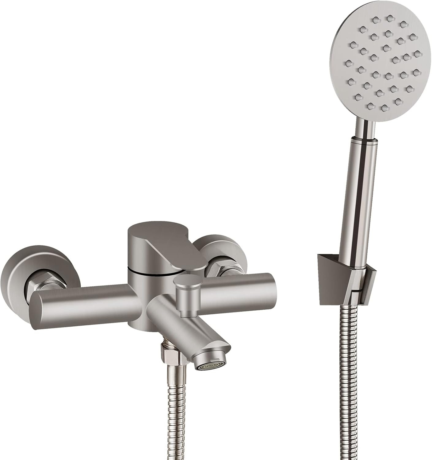 Bathtub Faucet Wall Mount Only Tub Filler With Handheld Sprayer 6