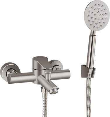 Brushed Nickel Bathtub Faucet Wall Mount Only Tub Filler with Handheld Sprayer 6