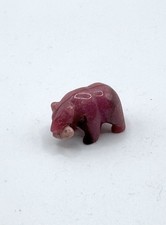 Vintage Hand Carved Rhodonite Bear, Totem Animal, Miniature Sculpture No.16