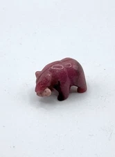 Vintage Hand Carved Rhodonite Bear, Totem Animal, Miniature Sculpture No.16