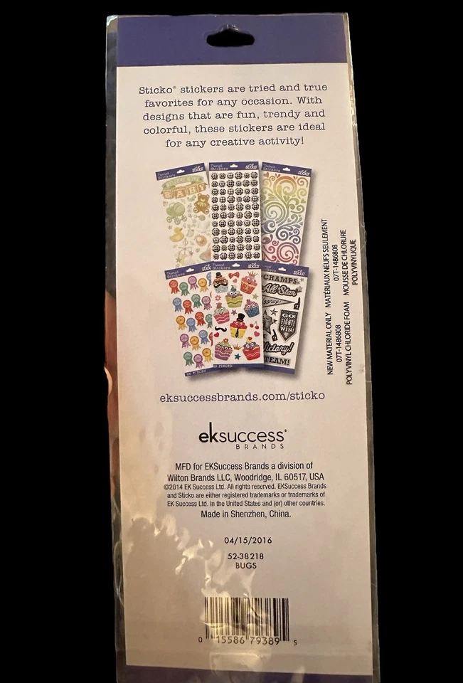 Sticko ekSucess BUGS Vinyl Raised Stickers  23 Pieces Colorful big Eyes Vintage - Image 4 of 4