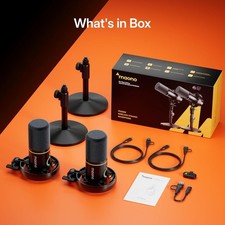 Hybrid Wireless Podcast Bundle for 2, XLR USB w 2 Desktop Stand, Noise Canceling