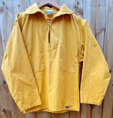 Vintage 70er/80er Le Glazik bretonischer Fischerkittel Senf Vareuse Frankreich 44 selten