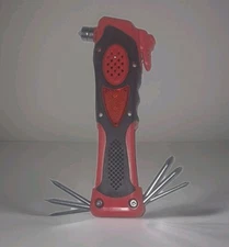 🛞 9 Multi-Function Auto Emergency Tool with Digital Tire Gauge Red. New!🛞