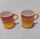 Vintage Anchor Hocking Fire King Glass Mug Kimberly Diamond Orange lot of 2 — photo 1