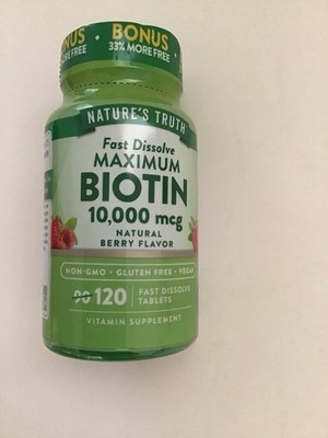 Natures Truth Biotin 10,000 Mcg, Fast Dissolve Berry Flavor,  120, Exp 11/27