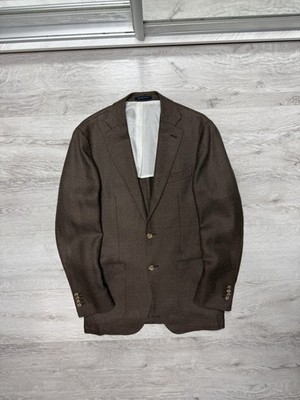 Suitsupply Havana Patch HL Wool Linen Brown Blazer Jacket Size