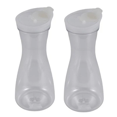 2Pcs 0.6L Plastic Water Carafes with White Flip Tab Lids- Food Grade &9537 - Imagen 1 de 4