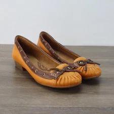 Sofft Leather Loafers Shoes Flats w/ Small Heel Camel Yellow - Womens 6.5 M
