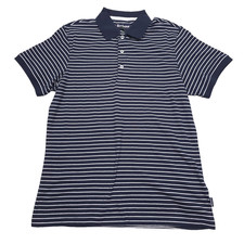 Barbour Westgate Polo Shirt Mens Medium Navy Blue Striped Cotton NWT
