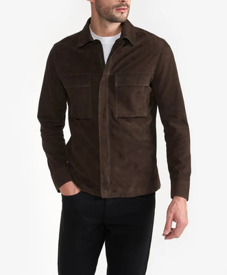 Men Brown Leather Jacket Pure Suede Biker Motorcycle Size XS S M L XL XXL 3XL