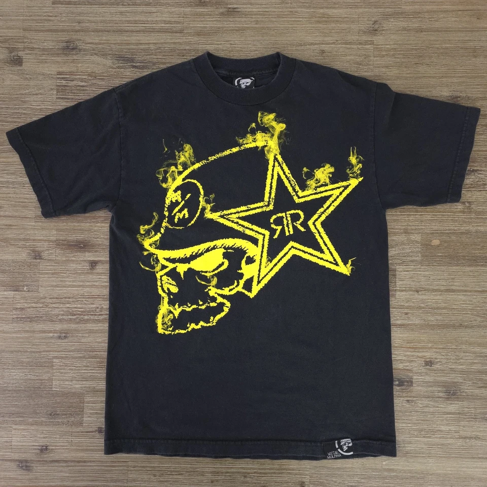 Camiseta negra mediana vintage Y2K Metal Mulisha x Rockstar Energy Drink para hombre Foto 2 de 4